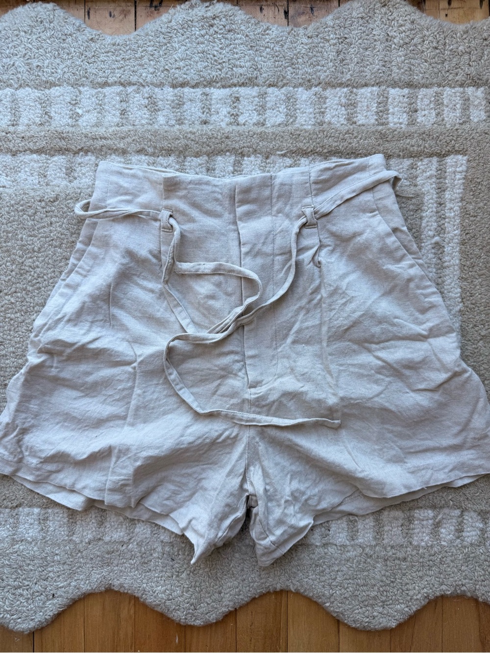 Abercrombie High-Waist Cream Linen Blend Women's Shorts